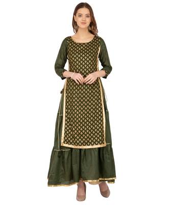 Libas Green printed viscose kurti 1