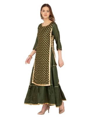 Libas Green printed viscose kurti 2