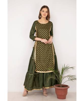 Libas Green printed viscose kurti 5