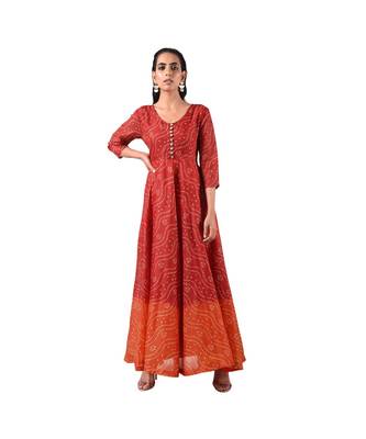 Libas Maroon printed Synthetic  kurti 1