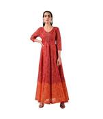 Libas Maroon printed Synthetic  kurti