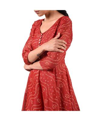 Libas Maroon printed Synthetic  kurti 3