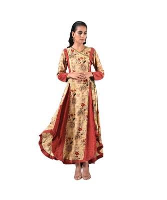 Libas Beige printed viscose kurti 1