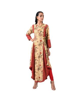 Libas Beige printed viscose kurti 3