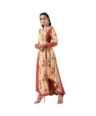 Libas Beige printed viscose kurti 4