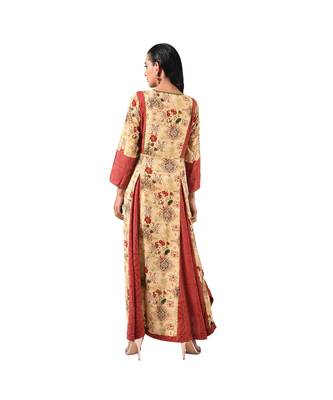 Libas Beige printed viscose kurti 5