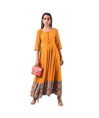 Libas Mustard printed Georgette kurti 1