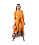 Libas Mustard printed Georgette kurti
