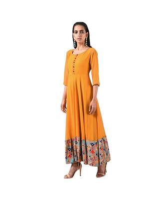 Libas Mustard printed Georgette kurti 2