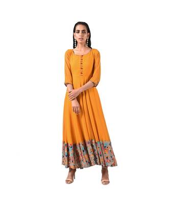 Libas Mustard printed Georgette kurti 3