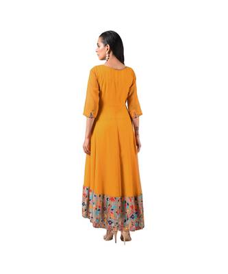 Libas Mustard printed Georgette kurti 4