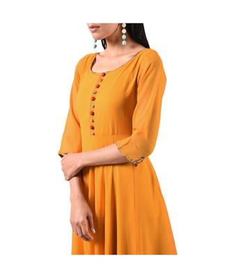 Libas Mustard printed Georgette kurti 5