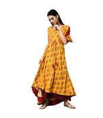 Libas Yellow printed viscose kurti