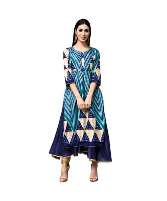 Libas Blue printed Cotton kurti 1