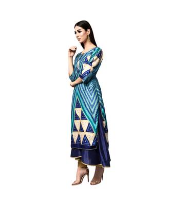 Libas Blue printed Cotton kurti 3