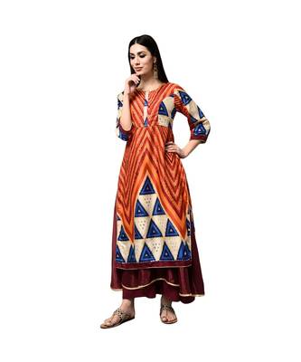 Libas Red printed Cotton kurti 1