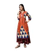 Libas Red printed Cotton kurti
