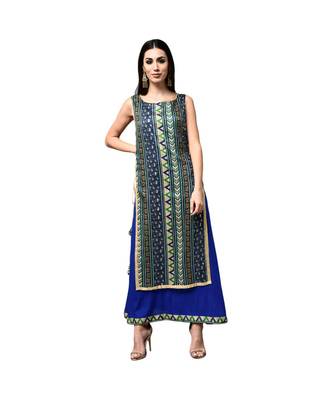 Libas Blue printed viscose kurti 1