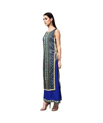 Libas Blue printed viscose kurti 2