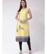 Women's Yellow Crepe Calf Length Kurta