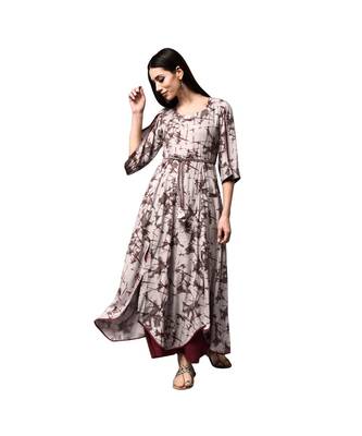Libas Beige printed viscose kurti 1