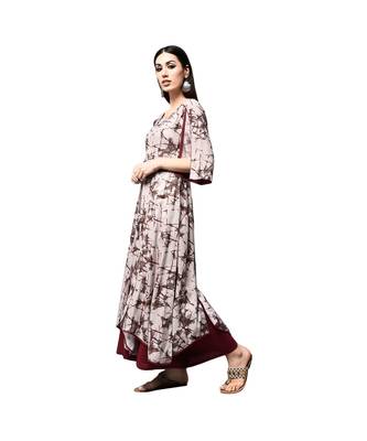 Libas Beige printed viscose kurti 2
