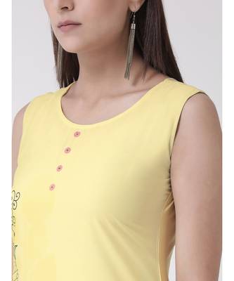Women's Yellow Crepe Calf Length Kurta 5
