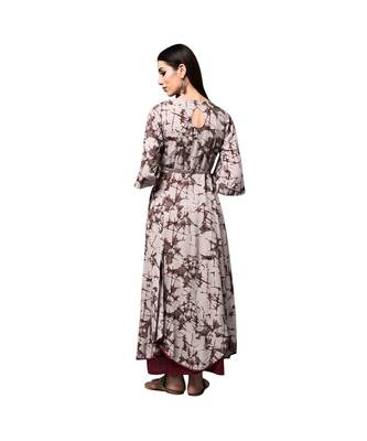Libas Beige printed viscose kurti 4