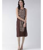 Women's Brown Cotton Below Knee Kurta