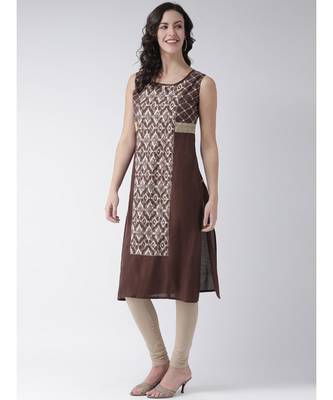 Women's Brown Cotton Below Knee Kurta 2