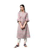 Libas Grey printed Cotton kurti