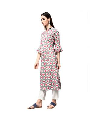 Libas Grey printed Cotton kurti 2
