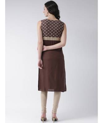 Women's Brown Cotton Below Knee Kurta 4
