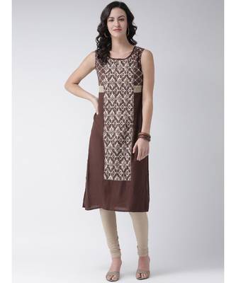 Women's Brown Cotton Below Knee Kurta 5