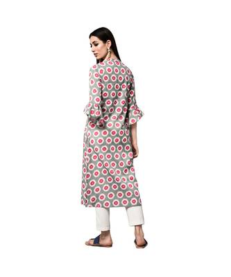Libas Grey printed Cotton kurti 4