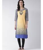 Women's Yellow Crepe Below Knee Kurta