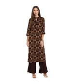 Libas Brown printed viscose kurti