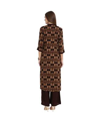 Libas Brown printed viscose kurti 3