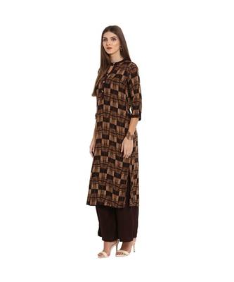 Libas Brown printed viscose kurti 4