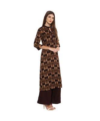 Libas Brown printed viscose kurti 5