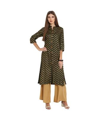 Libas Green printed viscose kurti 1