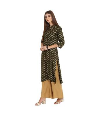 Libas Green printed viscose kurti 4