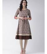 Women's Brown Cotton Below Knee Kurta