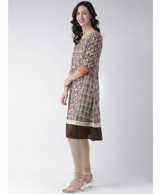 Women's Brown Cotton Below Knee Kurta 2