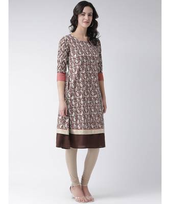 Women's Brown Cotton Below Knee Kurta 3