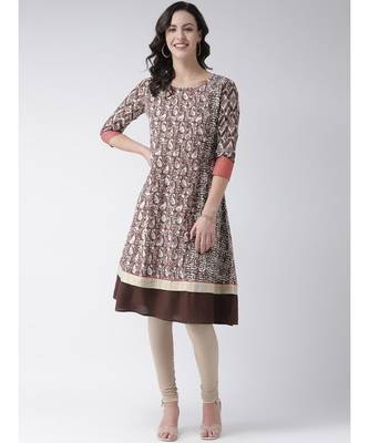Women's Brown Cotton Below Knee Kurta 5