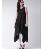 Women's Black Cotton Knee Length Kurta