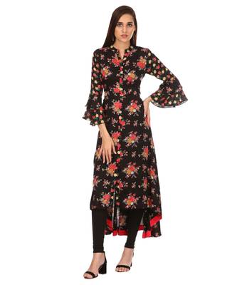 Libas Black printed viscose kurti 1
