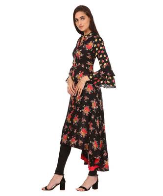Libas Black printed viscose kurti 2