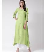 Women's Green Rayon Calf Length Kurta